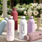 Personalized Carving Text SUS304 Insulated Water Bottle Customized Name Keep Hot Cold Drinks Bottle Perfect for Travel Gifts