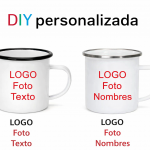 Taza con aro azul, negro o plateado a elegir, 350 ml.