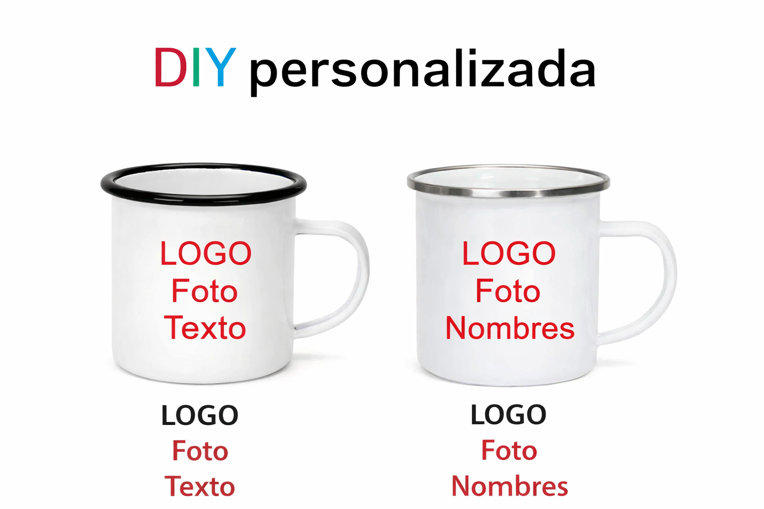 TAZA 2 Taza con aro azul, negro o plateado a elegir, 350 ml. - Imagen 1