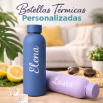 Botella Térmica de Acero Inoxidable SUS304 -Grabado Personalizado con Texto –  – Nombre Personalizado – Mantiene Bebidas Frías y Calientes – Perfecta para Viajes y Regalos